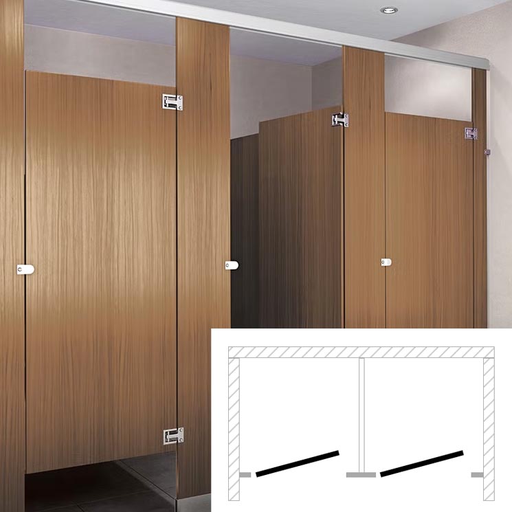 ASI Global Toilet Partition (Plastic Laminate) 2 Between Wall (72