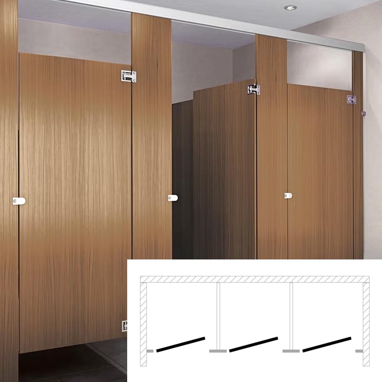 ASI Global Toilet Partition (Plastic Laminate) 3 Between Wall (108