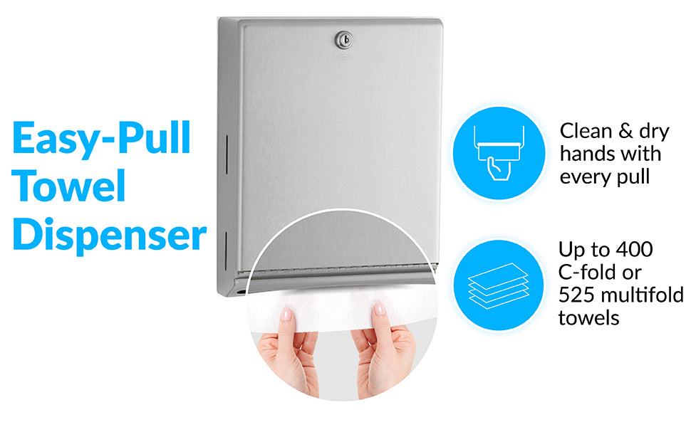 Bobrick B-262 Commercial Paper Towel Dispenser, Surface-Mounted, Stainless Steel