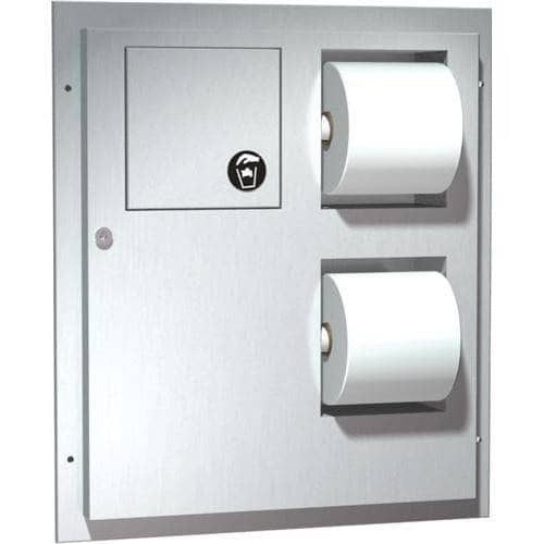 ASI 04813-HC Combination Commercial Toilet Paper Dispenser/Sanitary Napkin Disposal, Partition-Mounted, Stainless Steel - TotalRestroom.com