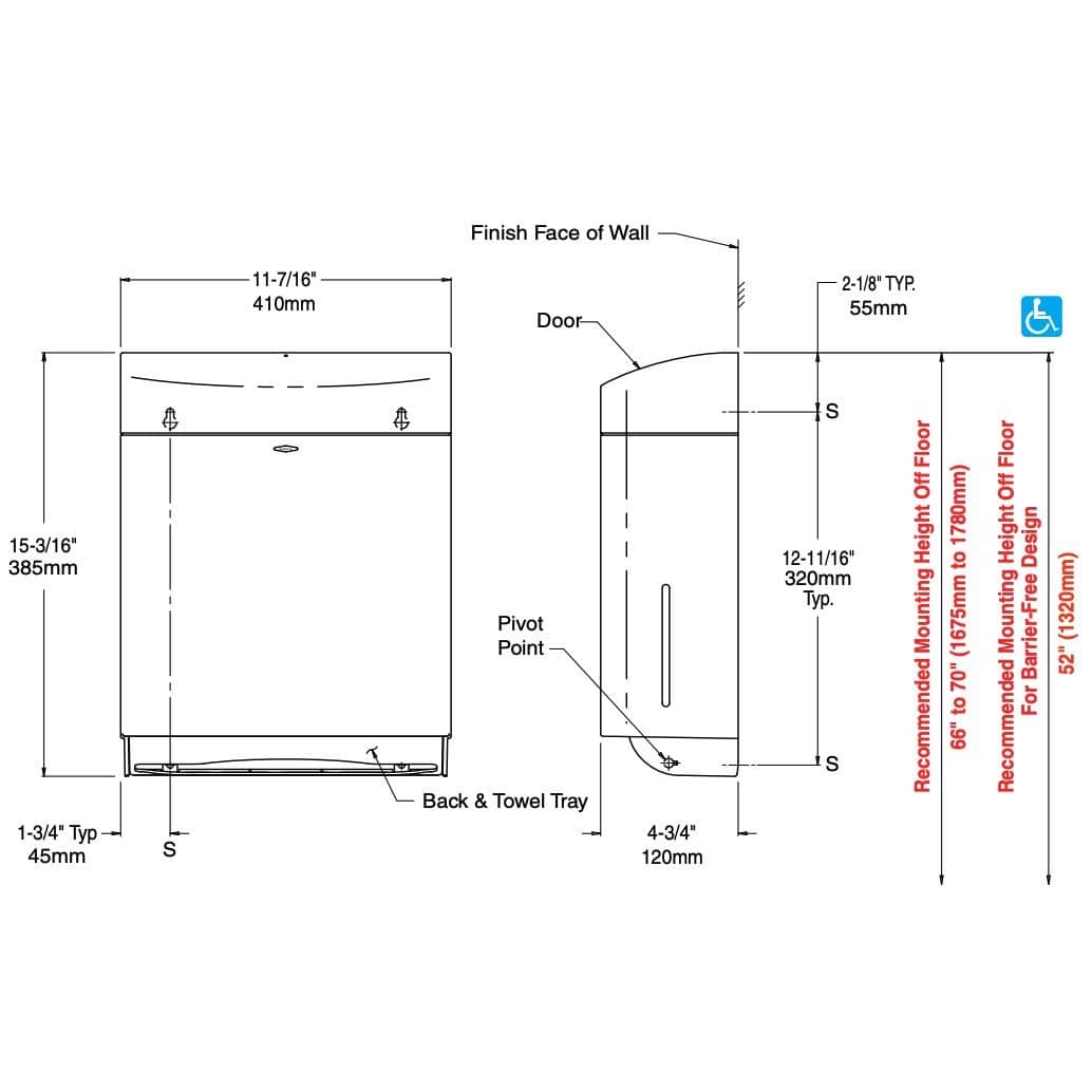Bobrick B-5262 Commercial Paper Towel Dispenser, Surface-Mounted, Plastic - TotalRestroom.com