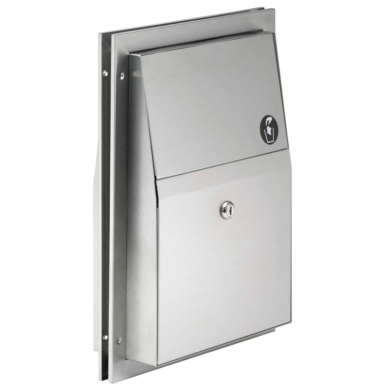 Bradley BX 4721-150000 Commercial Restroom Sanitary Napkin Disposal, Partition-Mounted, Stainless Steel