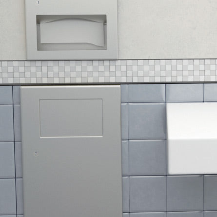 Bobrick B-35633 Commercial Restroom Sanitary Waste Bin, 11 L, Recessed-Mounted, 14-1/8