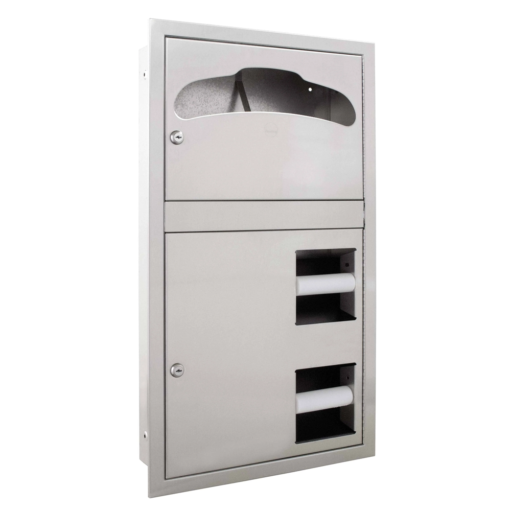 Bradley 5922-00 Commercial Toilet Paper/Seat Cover Dispenser, Recessed-Mounted, Stainless Steel